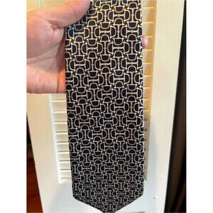 Dunhill Navy and Cream Geometric Silk Tie
